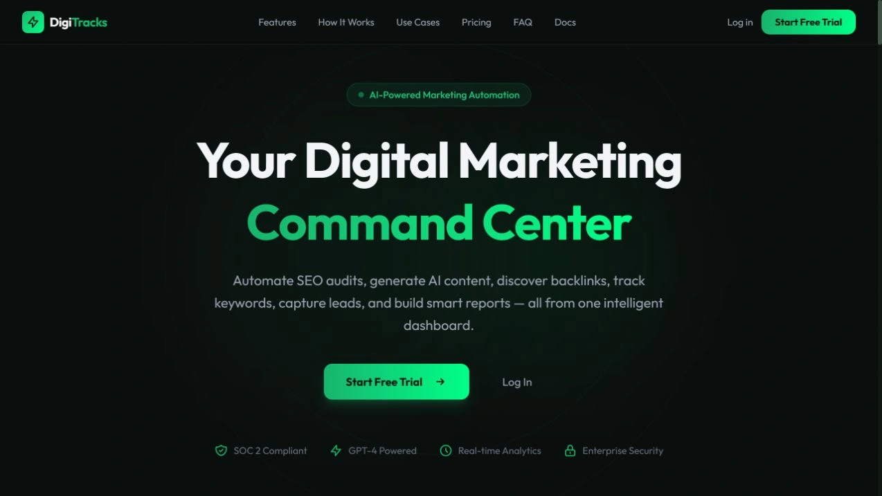 DigiTracks public website screenshot